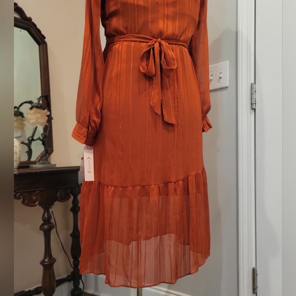 NWT 16 Nanette Lepore Copper Shimmery Dress - Picture 3 of 11